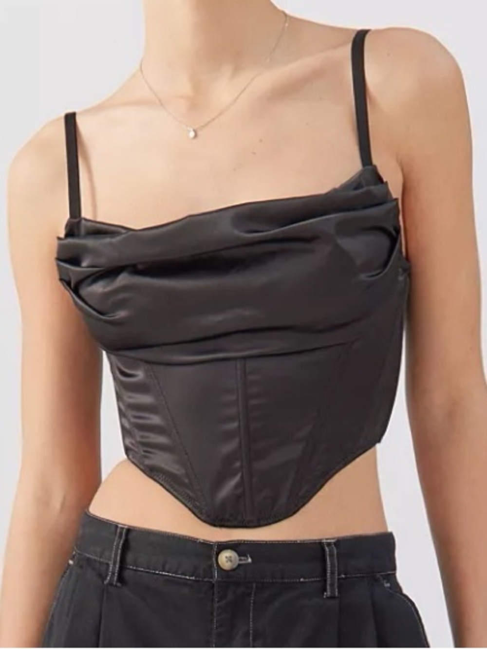 Urban Outfitters UO Lexi Black Satin Cowl Corset Top